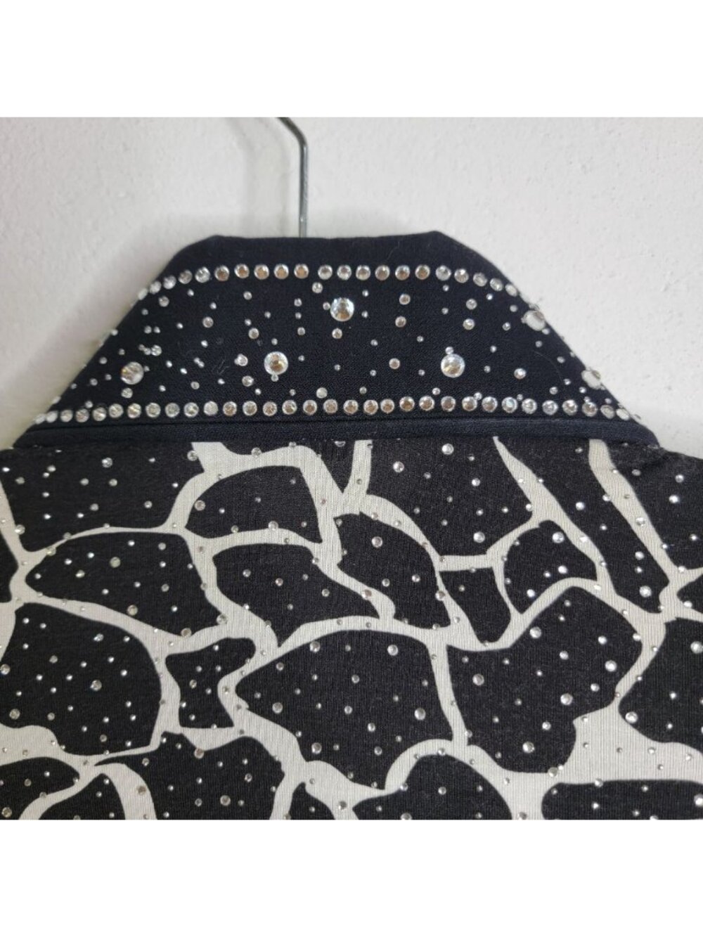 Full Zip Stretch Black Beaded Sequin Equestrian Show Jacket Large Rodeo - Picture 4 of 8